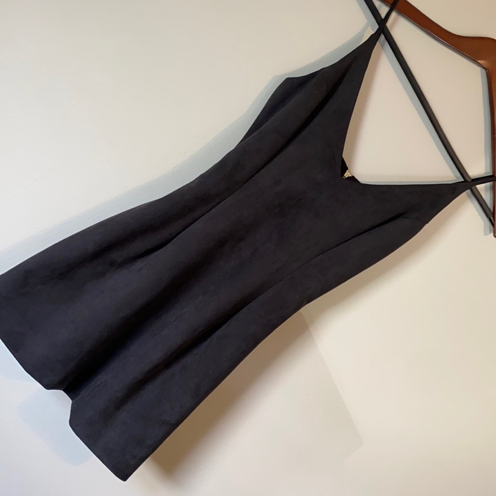 Black suede bubble mini dress